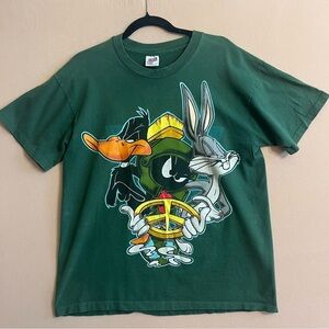 Vintage Looney Tunes Peace Sign Green Tshirt. Size‎ L